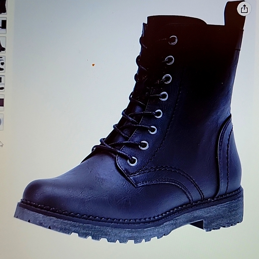 Amazon Essentials Collins Combat Mid Calf Boots Black Laceup inner zip 12 NEW…